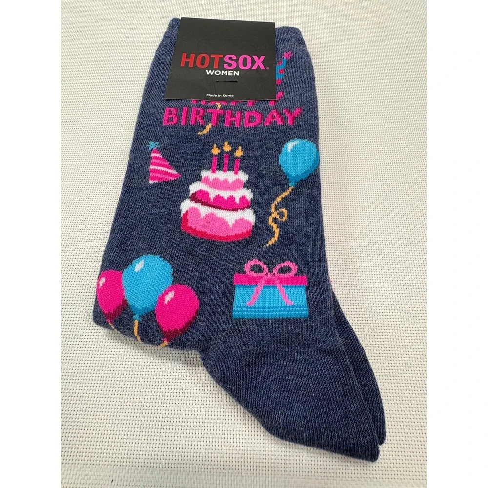 Hot Sox Women's Socks – Birthday Cake Balloons Party Gift Theme – NWT